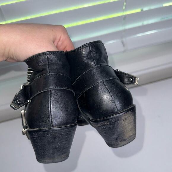 Anine Bing Bianca Leather Boots/Booties Black Silver Gunmetal Studs Size US 6 - Picture 6 of 11